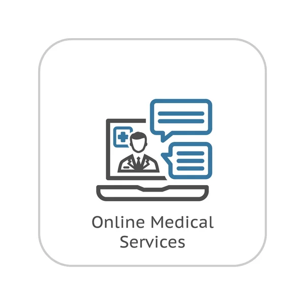 Εικονίδιο online ιατρικές υπηρεσίες. Επίπεδη σχεδίαση. — Διανυσματικό Αρχείο