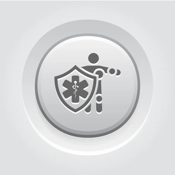 생명 보험 아이콘입니다. 회색 버튼 디자인. — 스톡 벡터