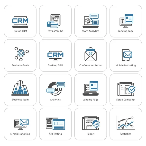 Conjunto de iconos planos de negocios y marketing — Vector de stock