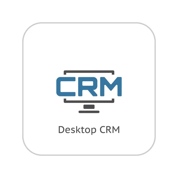 Desktop CRM System Icon. Design plano . — Vetor de Stock