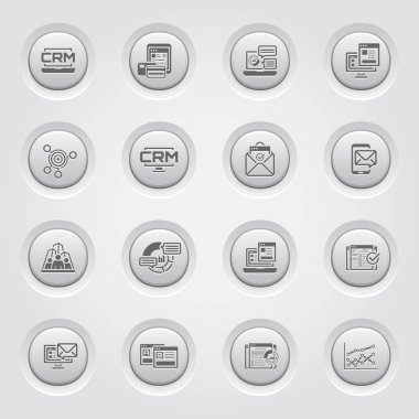 İşletme ve pazarlama simgeler kümesi. Düğme tasarım