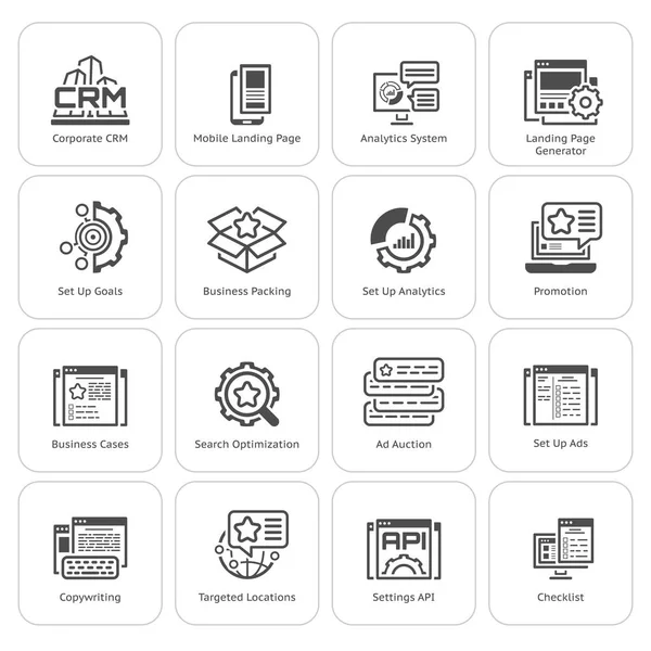 Conjunto de iconos planos de negocios y marketing — Archivo Imágenes Vectoriales
