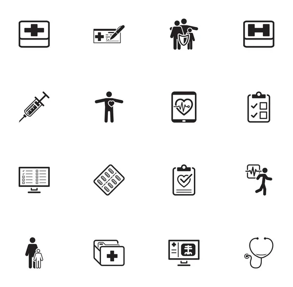 Conjunto de iconos médicos y de atención médica. Diseño plano . — Archivo Imágenes Vectoriales