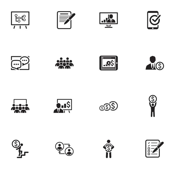 Business Coaching Icon Set. Online leren. — Stockvector