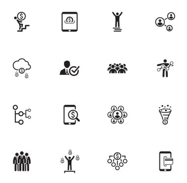 Düz tasarım iş Icons Set.