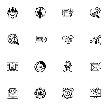 Düz tasarım iş Icons Set.