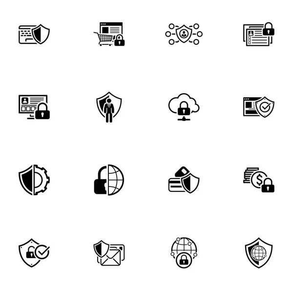 Conjunto de iconos de protección y seguridad de diseño plano . — Vector de stock