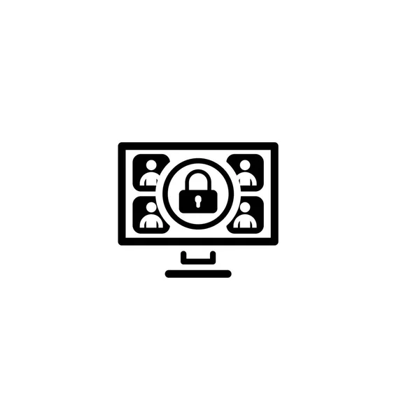 Icona per riunioni online di sicurezza. Design piatto . — Vettoriale Stock