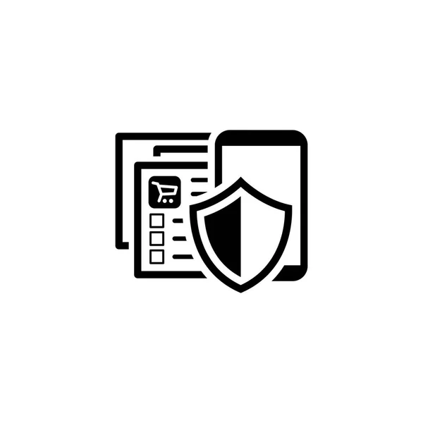 Veiligheid Shopping App pictogram. Vlakke Design. — Stockvector