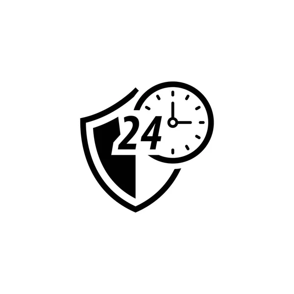 Protected 24-hour Icon. Flat Design. — Stock Vector