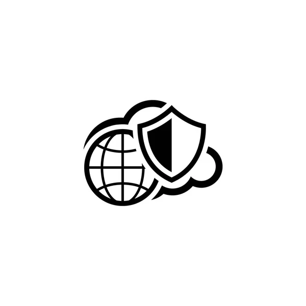 Veiligheid globale wolk pictogram. Vlakke Design. — Stockvector