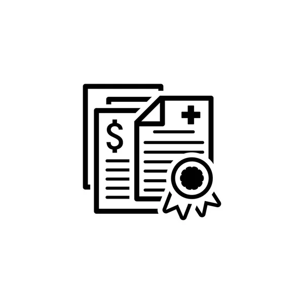 Icono de la póliza de seguro médico. Diseño plano . — Vector de stock