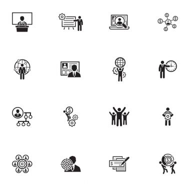 Düz tasarım iş Icons Set.