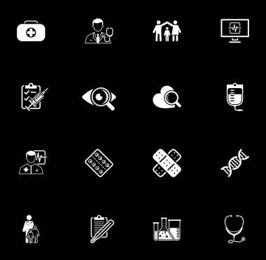 Tıbbi ve sağlık simgeler kümesi. Düz tasarım.