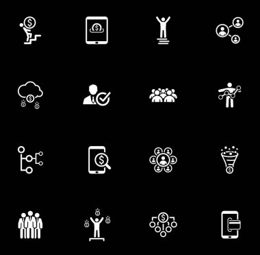 Düz tasarım iş Icons Set.