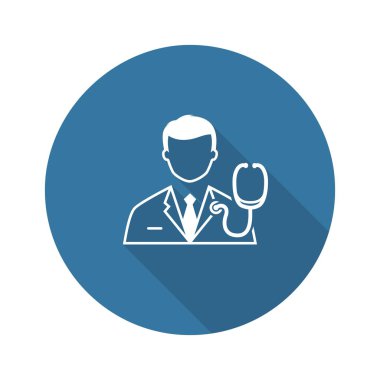 Doktor ve Sağlık Hizmetleri simgesi. Düz tasarım.