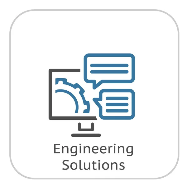 Ikonę rozwiązania inżynierii. Biegu i komputera. Symbol rozwoju. — Wektor stockowy