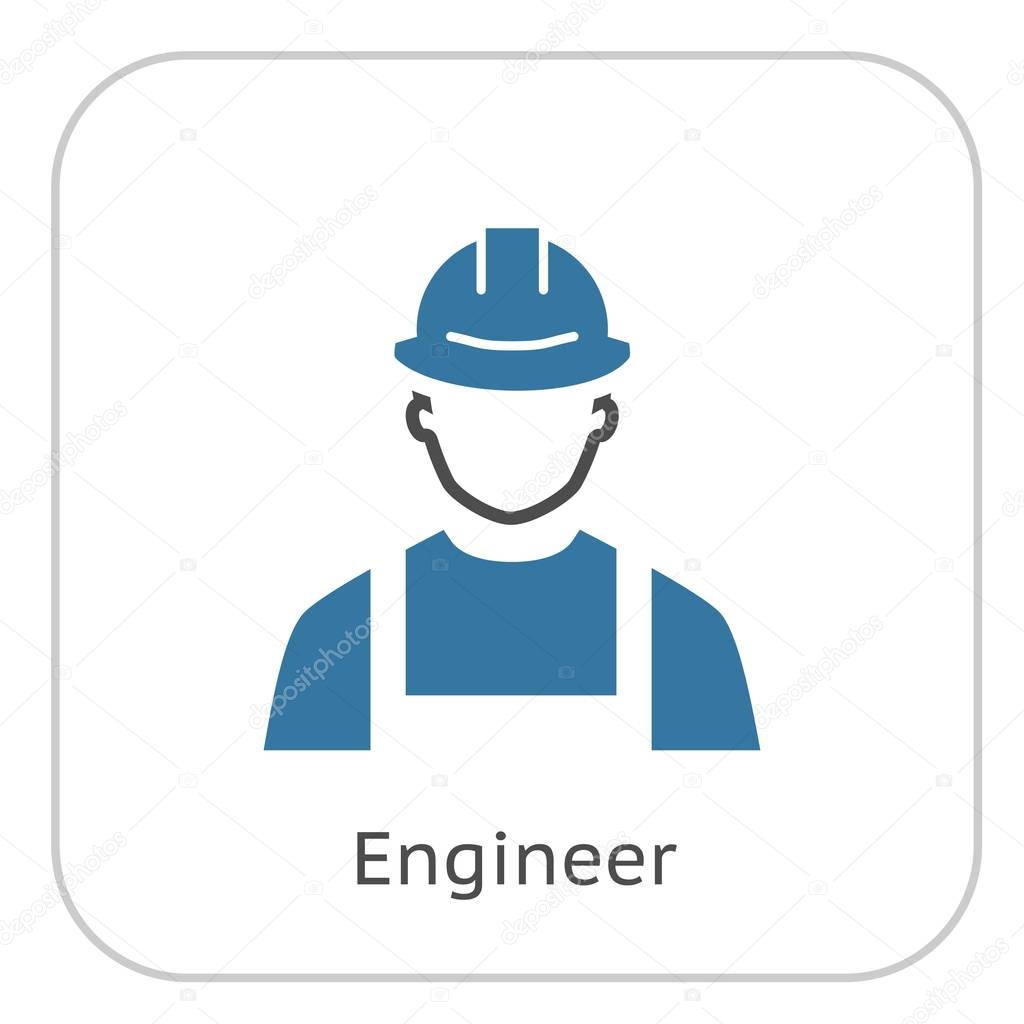 Engineer Icon. Man in Hard Hat. Buider Symbol.