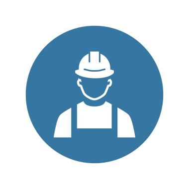 Mühendis simgesi. Kask içinde adam. Buider sembolü.