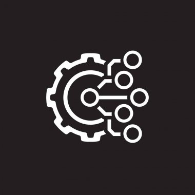 Teknoloji simgesi. Dişli ve elektronik. Dijital fabrika sembolü.