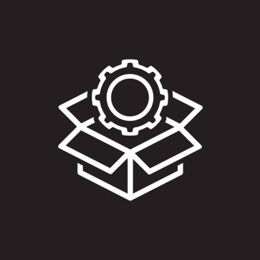 Mühendislik çözümleri simgesi. Dişli ve Cardbox. Ürün simgesi.