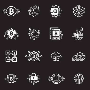 Bitcoin ve Blockchain Cryptocurrency simgeleri.