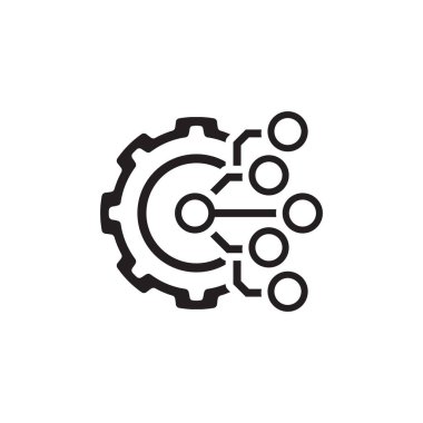 Teknoloji simgesi. Dişli ve elektronik. Dijital fabrika sembolü.