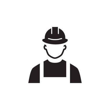 Mühendis simgesi. Kask içinde adam. Buider sembolü.