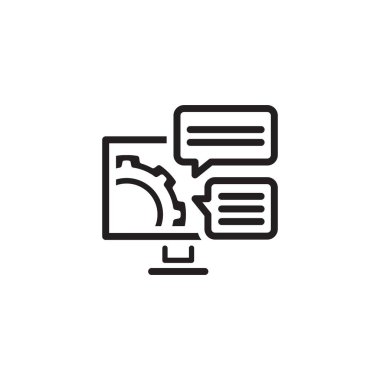 Mühendislik çözümleri simgesi. Dişli ve bilgisayar. Geliştirme sembolü.