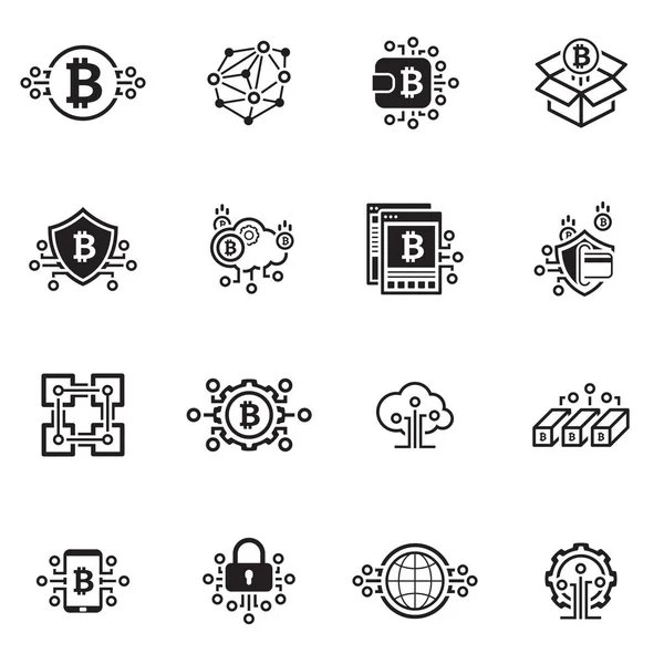 Bitcoin ve Blockchain Cryptocurrency simgeleri.