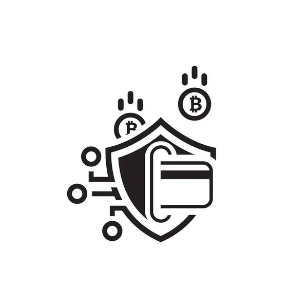 Ikona zabezpečení transakcí Bitcoin. — Stockový vektor