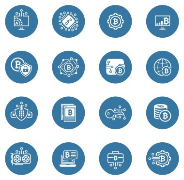 Bitcoin ve Blockchain Cryptocurrency simgeleri.