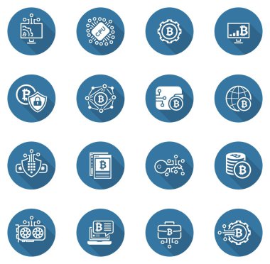Bitcoin ve Blockchain Cryptocurrency simgeleri.