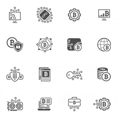 Bitcoin ve Blockchain Cryptocurrency simgeleri.