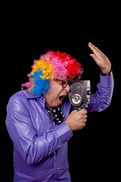 Movie director with party wig — Stock Photo, Image