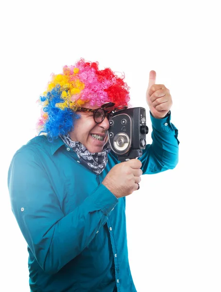 Movie director with party wig — Stock Photo, Image