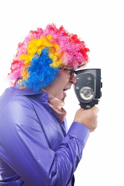 Movie director with party wig — Stock Photo, Image