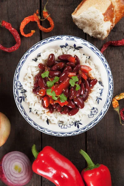 Arroz y frijoles rojos — Foto de Stock