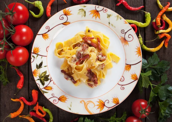 Pastas carbonara italianas — Foto de Stock