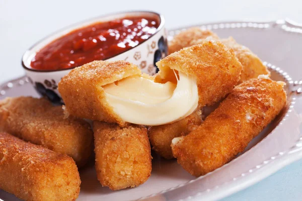 Breaded mozzarella cheese sticks — Stock Photo, Image