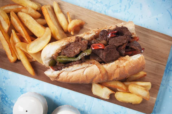 Philly beef steak sandwich — Zdjęcie stockowe