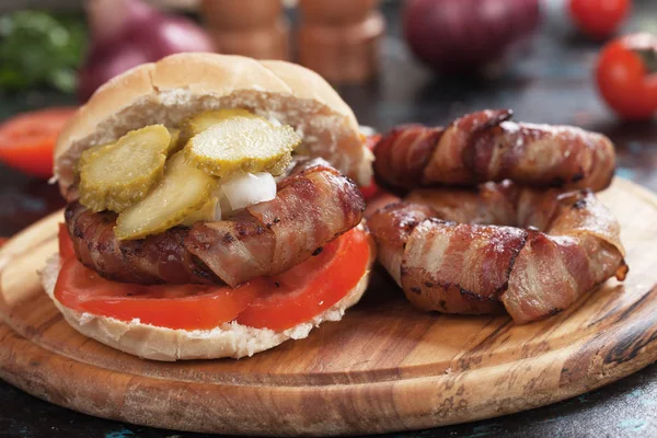 Speck-Burger-Sandwich — Stockfoto