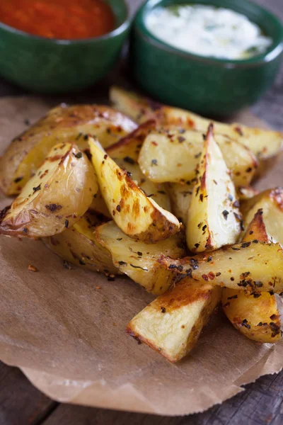 Oven geroosterde aardappel partjes — Stockfoto