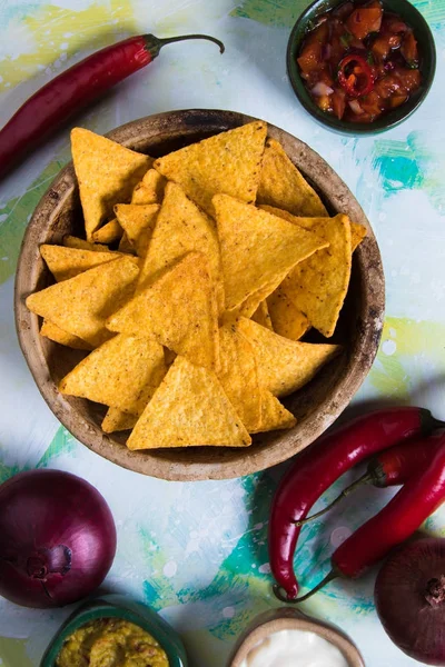 Nachos, meksykańskie posiłek z chipsy tortilla — Zdjęcie stockowe