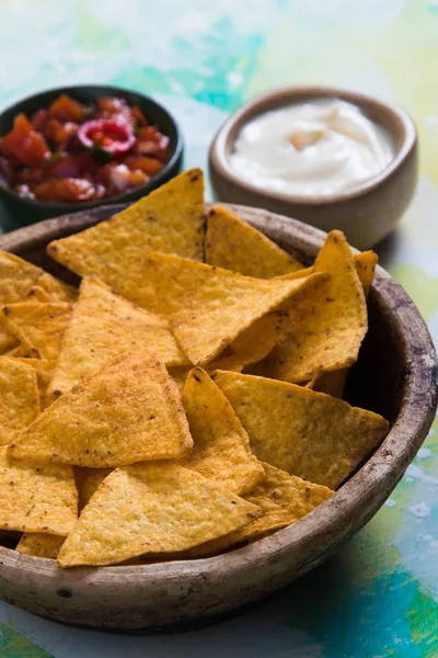 Nachos, mexican meal with tortilla chips — Stock Photo, Image