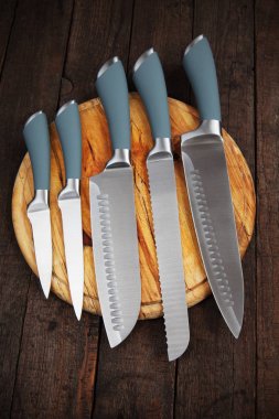 Set of five kitchen knives clipart
