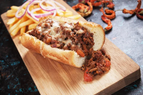 Islak hamburger zemin etli sandviç — Stok fotoğraf