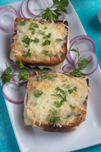 Francuski Croque Monsieur Sandwich — Zdjęcie stockowe