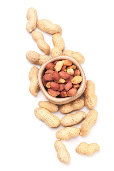 Roasted peanuts isolated on white — Stock Photo, Image