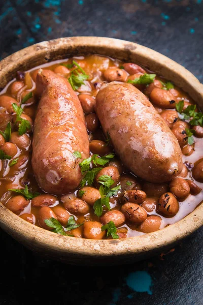 Fagioli con salsiccia di maiale — Foto Stock